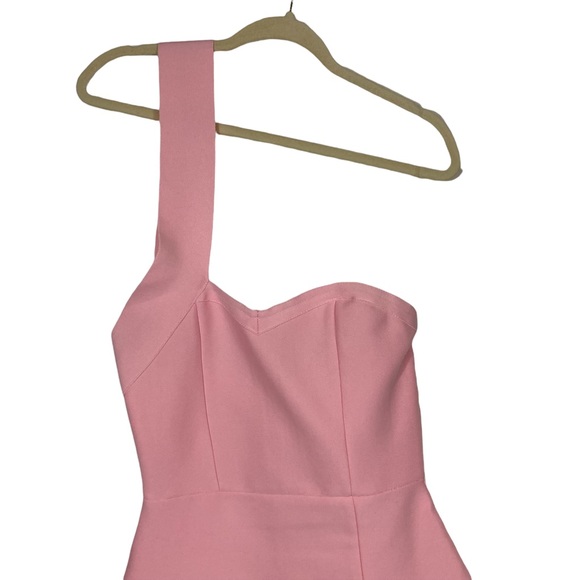 BCBGMAXAZRIA BUBBLE GUM PINK ASSYMETRICAL BODYCON DRESS, MEDIUM - Picture 3 of 6